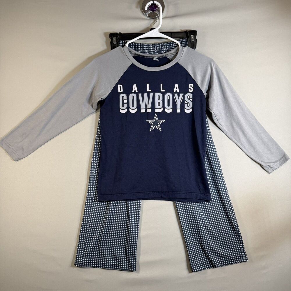 NFL Dallas Cowboys Youth M 8 Long Sleeve Shirt Pants Sleep Set Gray Blue Star
